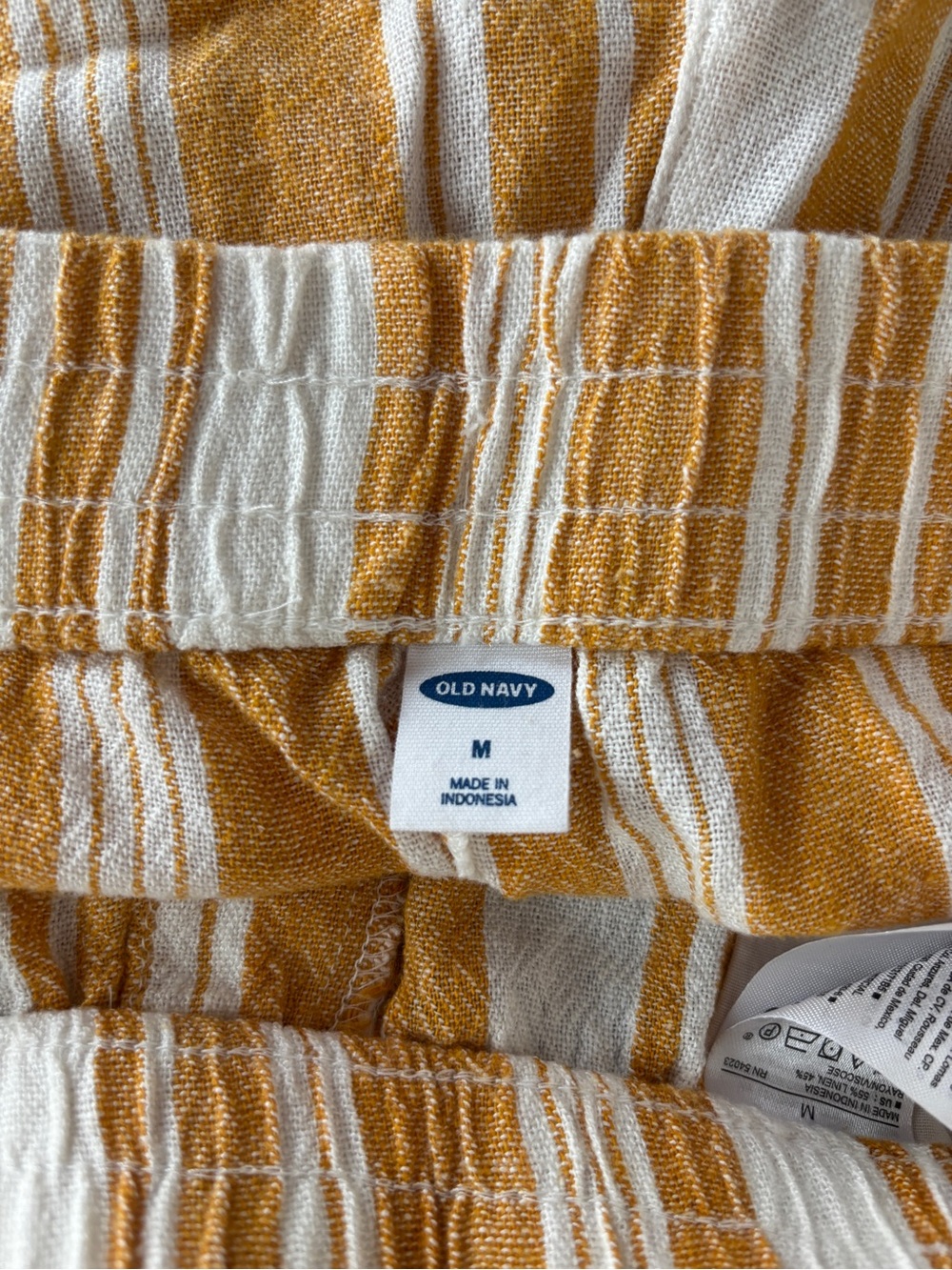 Old Navy Mustard Yellow and White Striped Athletic Shorts - Picture 3 of 5